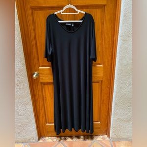 Attitudes By Renee Solid Black Short Sleeves Maxi Dress Women’s 3X